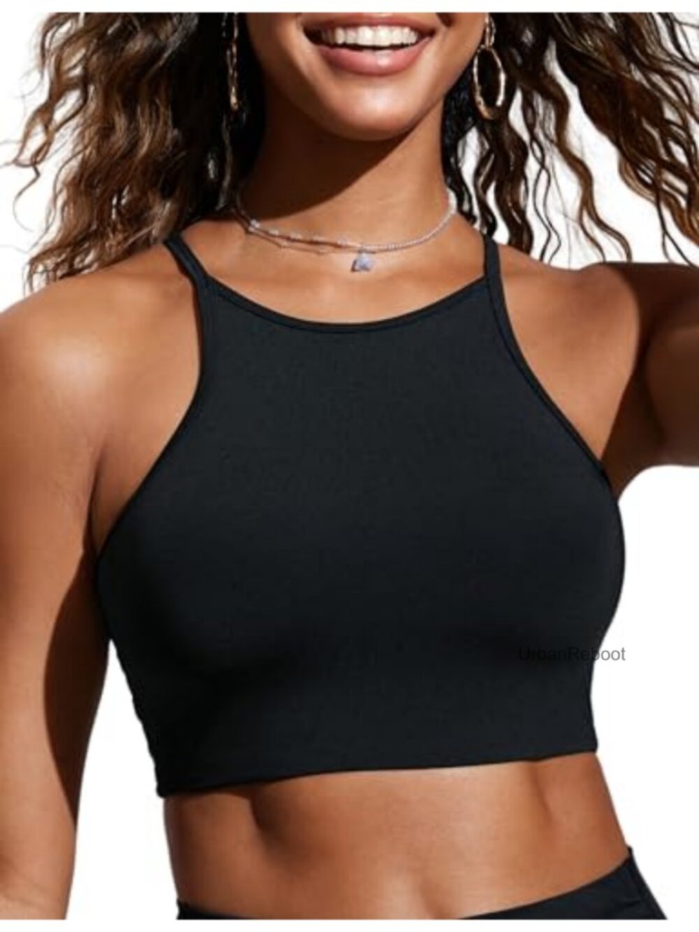 High Neck Racerback Bikini Top Four-Way Stretch Swimwear